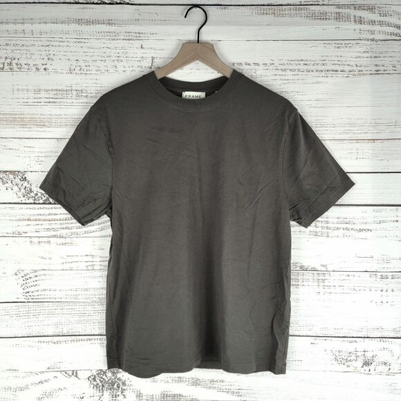 FRAME Logo Tee T Shirt Mens Size M Brown Casual Short Sleeve lmts0393 - Picture 1 of 10